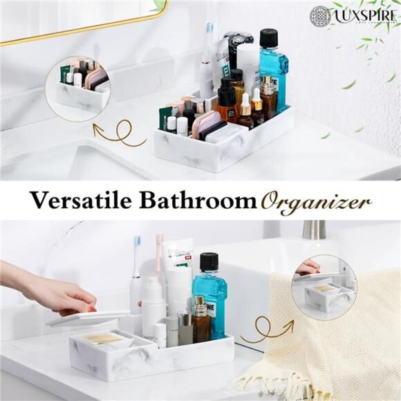 🛁 Elegant Marble Resin Bathroom Organizer – Waterproof, Multi-Compartment Stora - Picture 4 of 7
